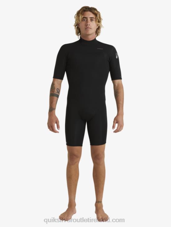 Men Quiksilver 2/2mm Everyday Sessions Short Sleeve Back Zip Springsuit N02TD1432 black