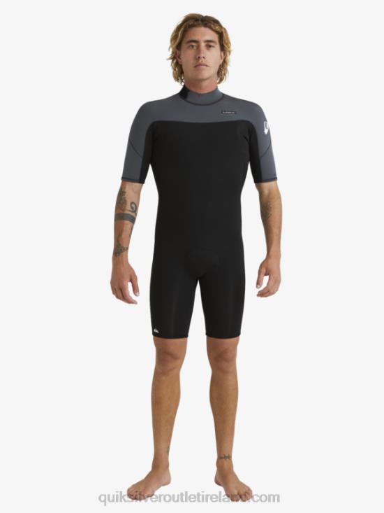 Men Quiksilver 2/2mm Everyday Sessions Short Sleeve Back Zip Springsuit N02TD1433 black/gun metal