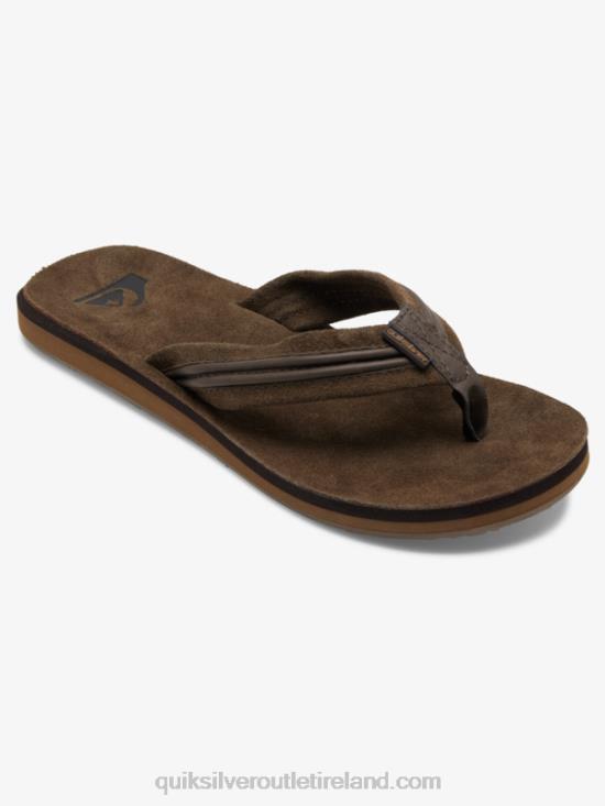 Men Quiksilver Carver Leather Sandals N02TD1773 brown