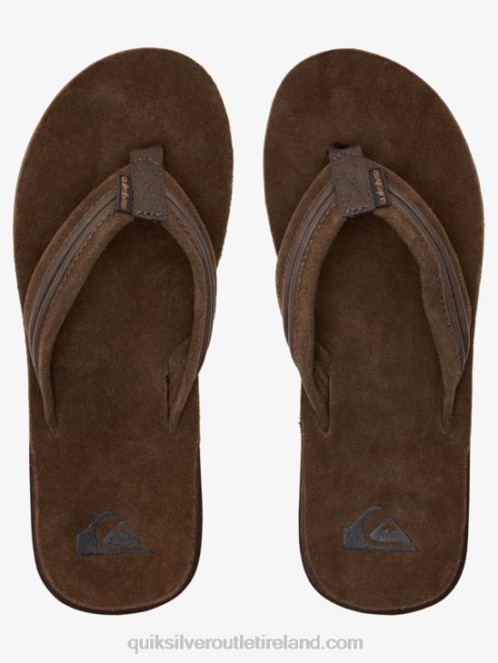 Men Quiksilver Carver Leather Sandals N02TD1773 brown