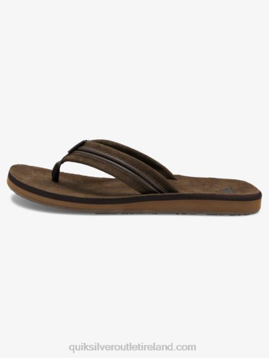 Men Quiksilver Carver Leather Sandals N02TD1773 brown