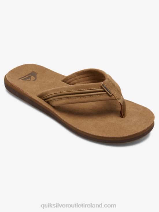 Men Quiksilver Carver Leather Sandals N02TD1774 tan - solid