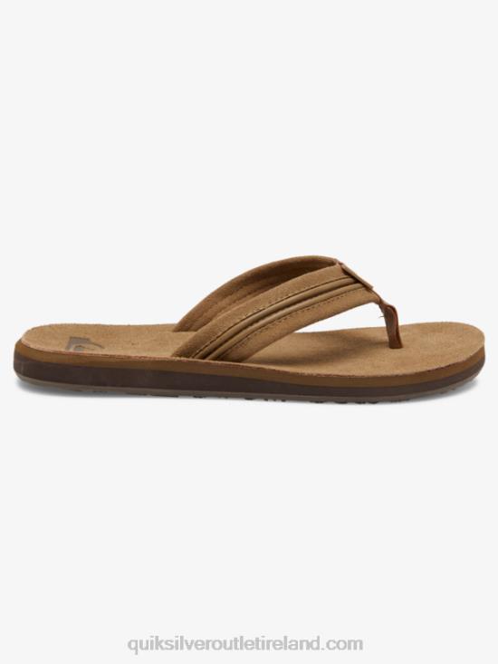 Men Quiksilver Carver Leather Sandals N02TD1774 tan - solid