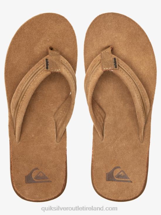 Men Quiksilver Carver Leather Sandals N02TD1774 tan - solid