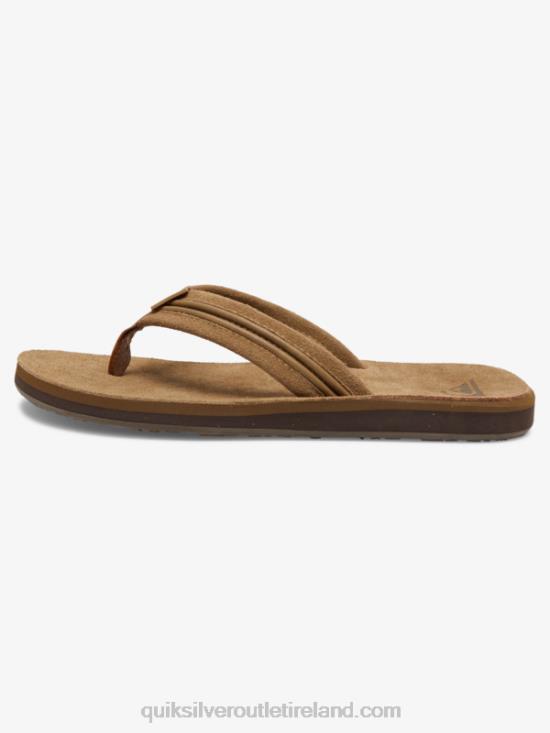 Men Quiksilver Carver Leather Sandals N02TD1774 tan - solid