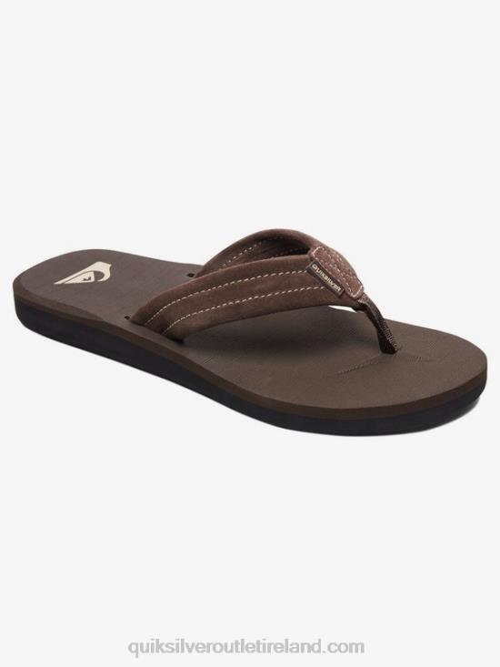 Men Quiksilver Carver Suede Leather Sandals N02TD1631 demitasse - solid