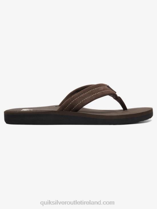 Men Quiksilver Carver Suede Leather Sandals N02TD1631 demitasse - solid