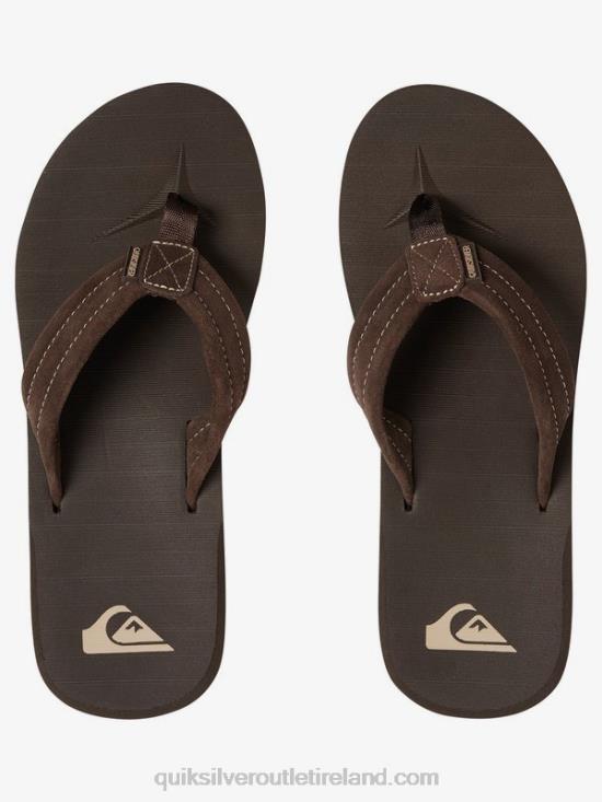 Men Quiksilver Carver Suede Leather Sandals N02TD1631 demitasse - solid