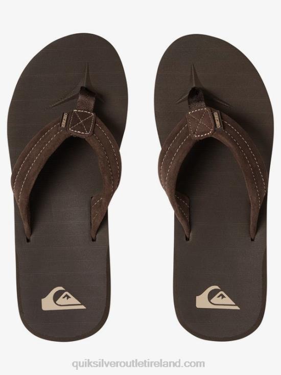 Men Quiksilver Carver Suede Leather Sandals N02TD1631 demitasse - solid