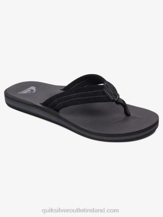 Men Quiksilver Carver Suede Leather Sandals N02TD1632 solid black