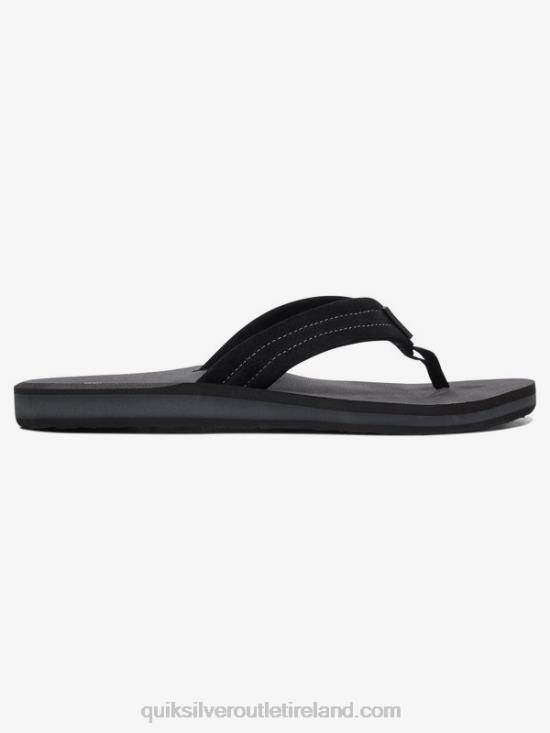 Men Quiksilver Carver Suede Leather Sandals N02TD1632 solid black