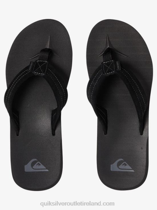 Men Quiksilver Carver Suede Leather Sandals N02TD1632 solid black