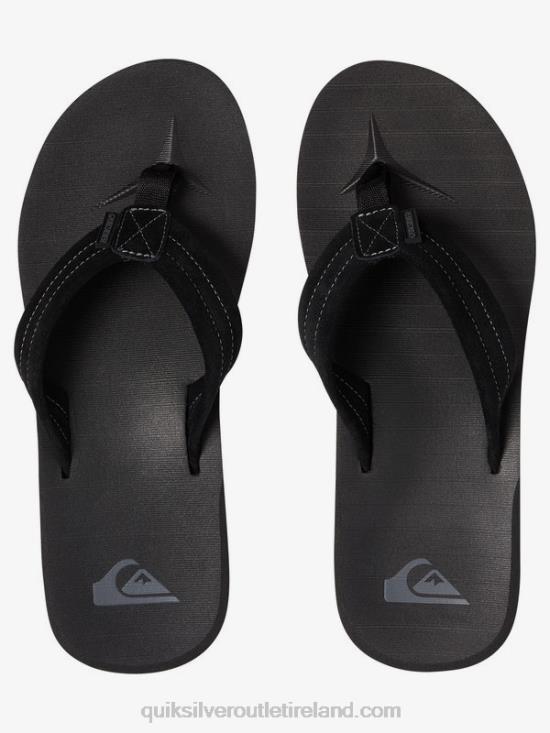 Men Quiksilver Carver Suede Leather Sandals N02TD1632 solid black