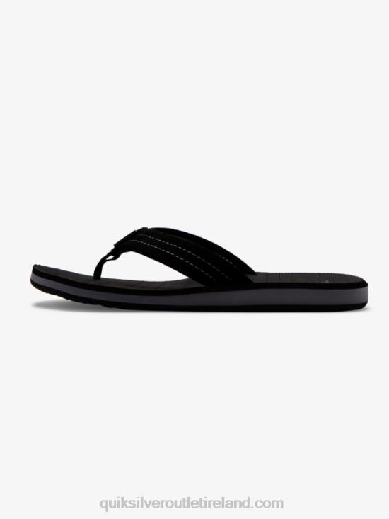Men Quiksilver Carver Suede Leather Sandals N02TD1632 solid black