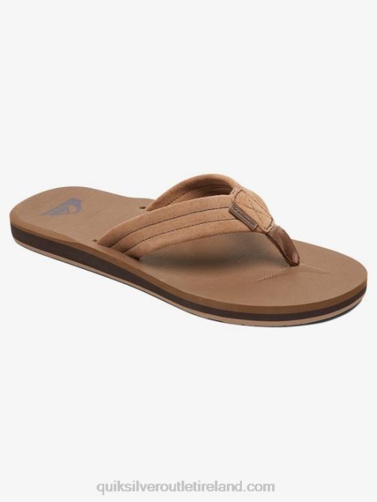 Men Quiksilver Carver Suede Leather Sandals N02TD1633 tan - solid