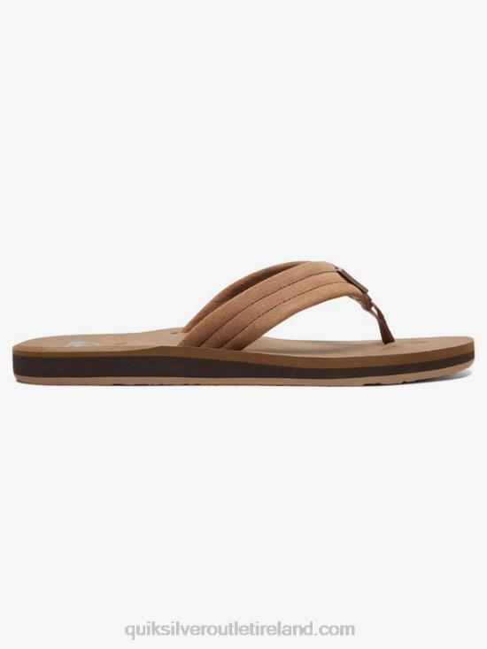 Men Quiksilver Carver Suede Leather Sandals N02TD1633 tan - solid