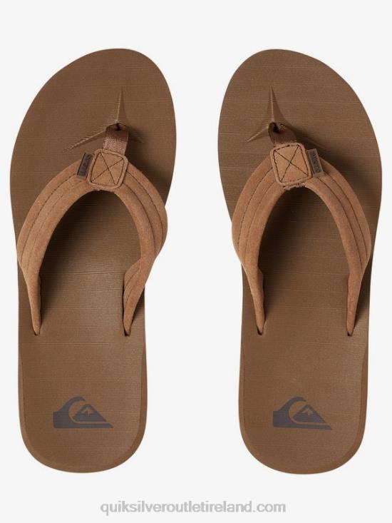 Men Quiksilver Carver Suede Leather Sandals N02TD1633 tan - solid