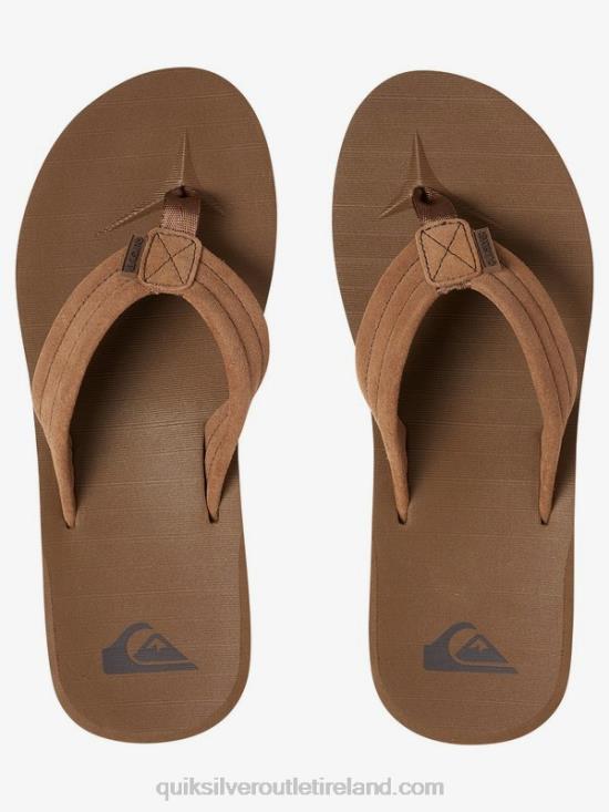 Men Quiksilver Carver Suede Leather Sandals N02TD1633 tan - solid