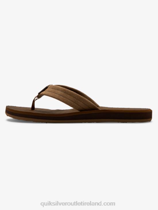 Men Quiksilver Carver Suede Leather Sandals N02TD1633 tan - solid