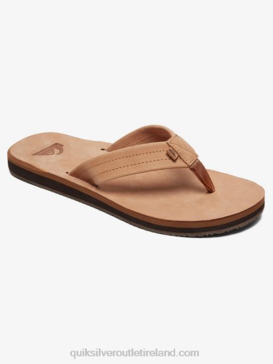 Men Quiksilver Erreka Leather Sandals N02TD1186 tan - solid