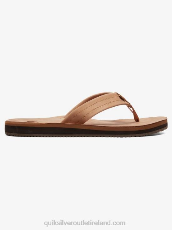 Men Quiksilver Erreka Leather Sandals N02TD1186 tan - solid