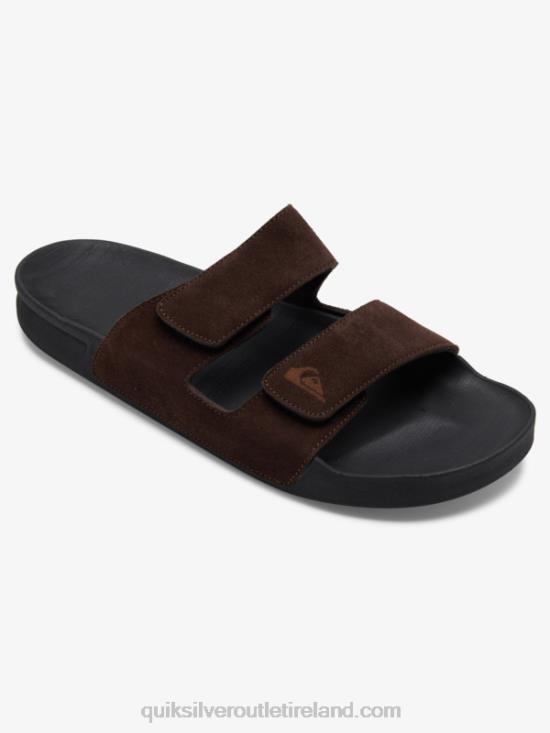 Men Quiksilver Rivi Leather Double Adjust Sandals N02TD1287 brown/black