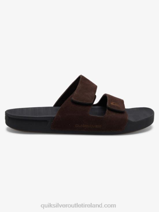 Men Quiksilver Rivi Leather Double Adjust Sandals N02TD1287 brown/black