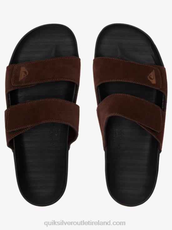 Men Quiksilver Rivi Leather Double Adjust Sandals N02TD1287 brown/black