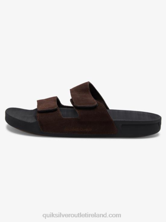 Men Quiksilver Rivi Leather Double Adjust Sandals N02TD1287 brown/black