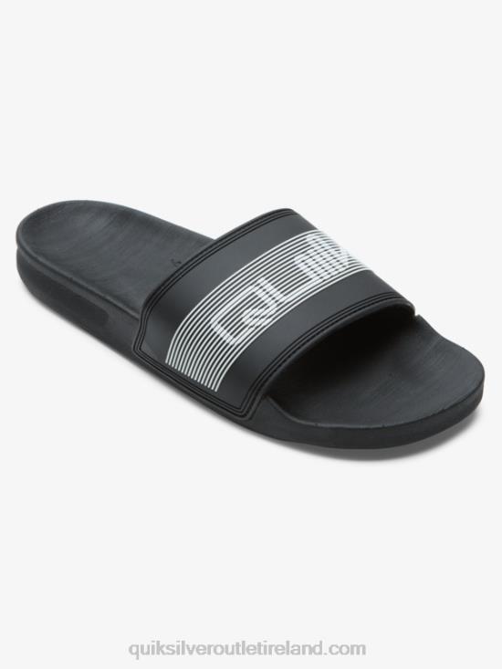 Men Quiksilver Rivi Wordmark Slide Slider Sandals N02TD683 black
