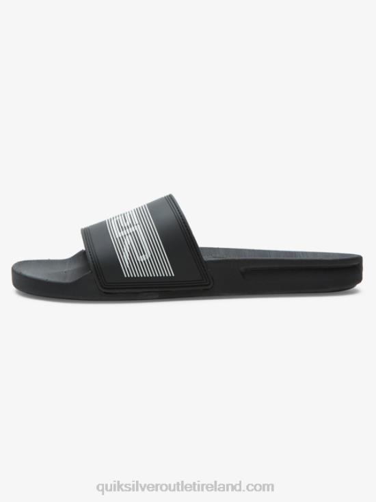 Men Quiksilver Rivi Wordmark Slide Slider Sandals N02TD683 black