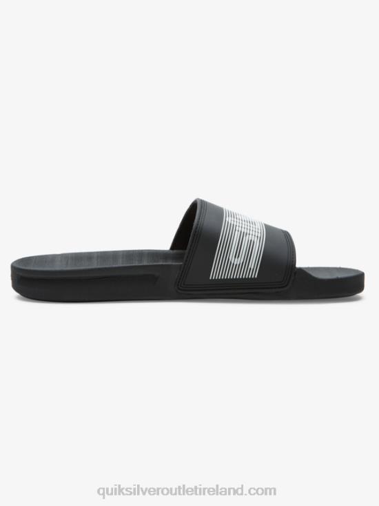 Men Quiksilver Rivi Wordmark Slide Slider Sandals N02TD683 black