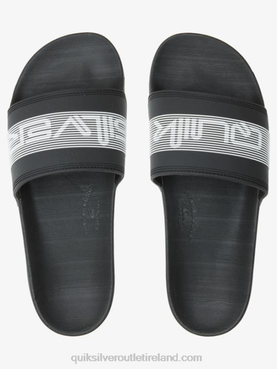 Men Quiksilver Rivi Wordmark Slide Slider Sandals N02TD683 black