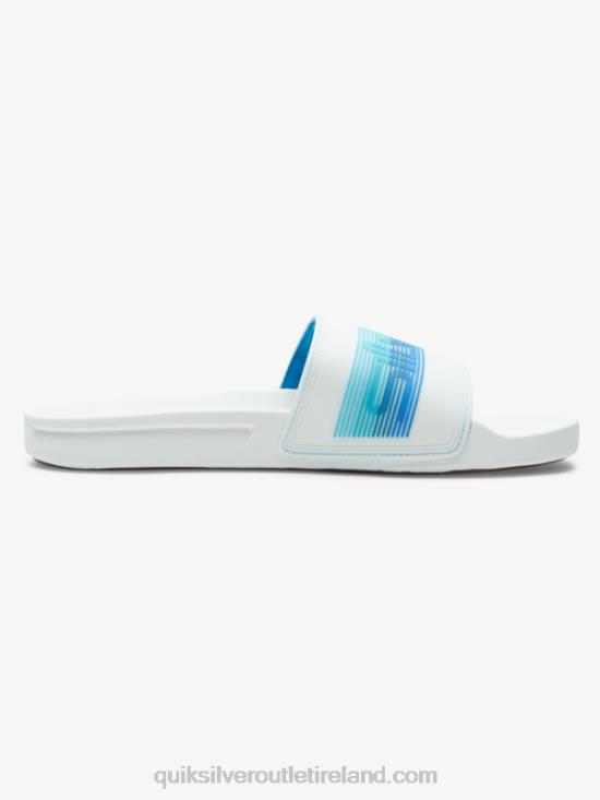 Men Quiksilver Rivi Wordmark Slide Slider Sandals N02TD686 white/blue
