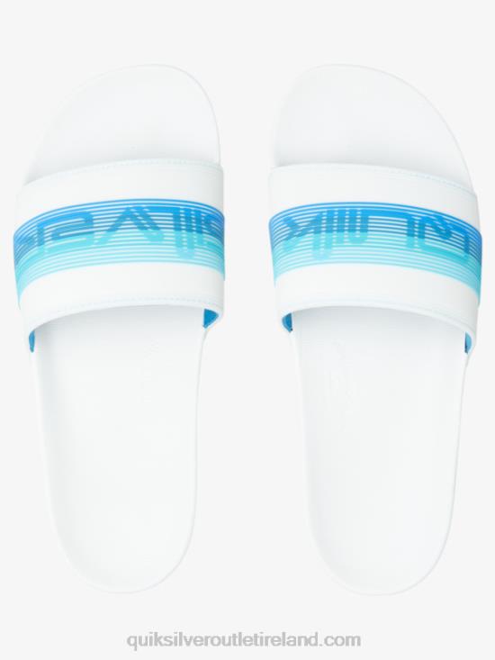 Men Quiksilver Rivi Wordmark Slide Slider Sandals N02TD686 white/blue