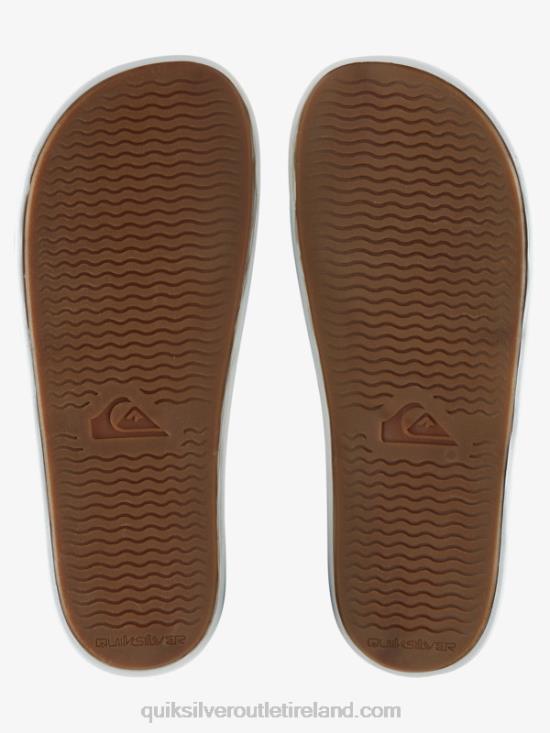 Men Quiksilver Rivi Wordmark Slide Slider Sandals N02TD686 white/blue