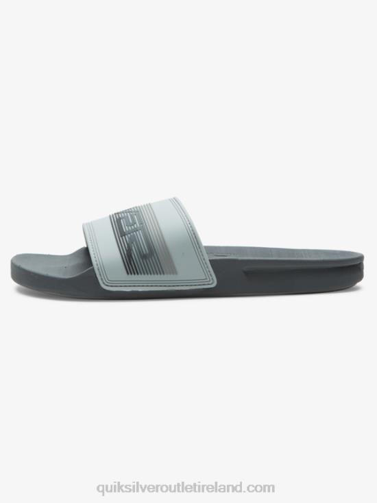 Men Quiksilver Rivi Wordmark Slide Slider Sandals N02TD687 grey 1