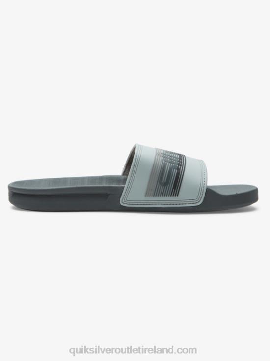 Men Quiksilver Rivi Wordmark Slide Slider Sandals N02TD687 grey 1