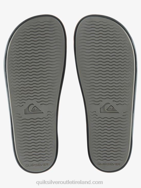 Men Quiksilver Rivi Wordmark Slide Slider Sandals N02TD687 grey 1